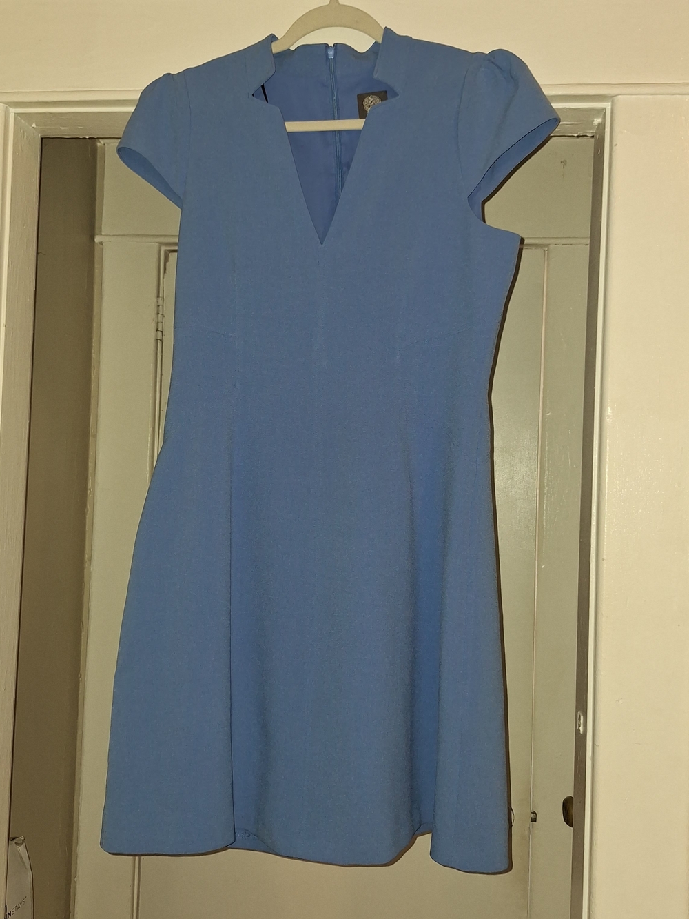 Vince Camuto Sky Blue V-Neck Cap Sleeve Mini Dress